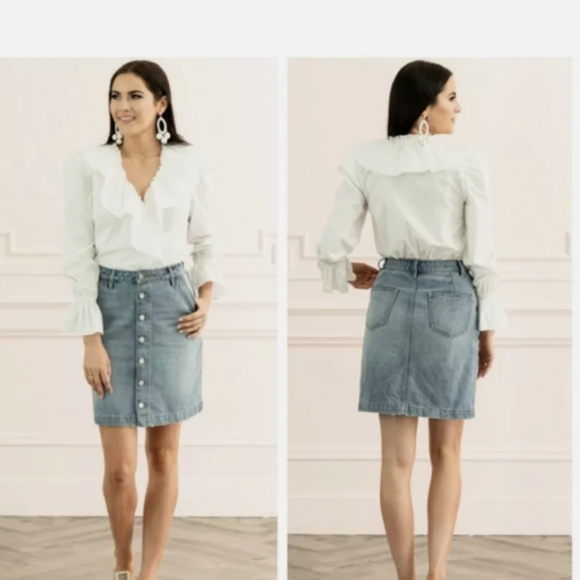 NWT Rachell Parcell Button Front Denim A-Line i20 - Picture 1 of 6